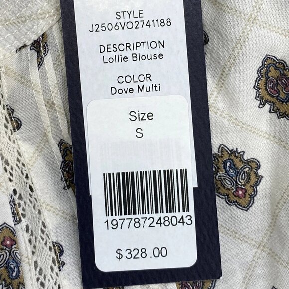 NEW VERONICA BEARD Lollie Paisley Button-Down Blouse – White Dove/Multi – S - Picture 5 of 12